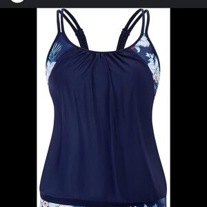 Navy Blue Floral Women's tankini Top only